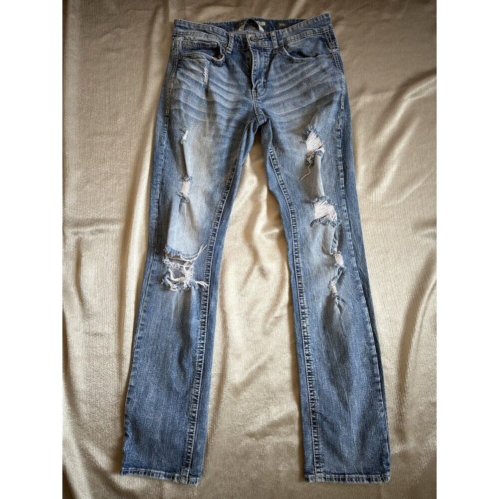 BKE Alec Jeans Mens 30R Blue Medium Light Wash Straight Leg‎ Stretch Denim